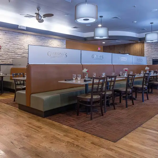 Booth seating in the main dining room