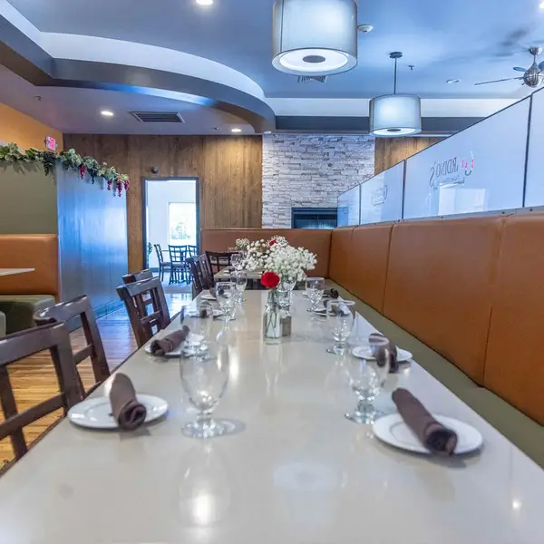 Long dining table set for a group